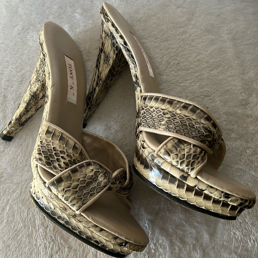 Tony K Genuine Snakeskin Heels